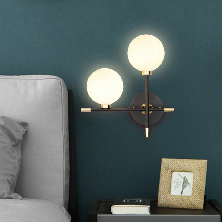 Lisslune | Ball Nightstand Wall Lamp Opal Glass Contemporary Wall Mounted Lamp in Black