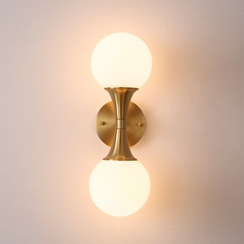 Lisslune | Spherical Wall Lamp Postmodern Milk Glass Living Room Wall Lamp in Gold