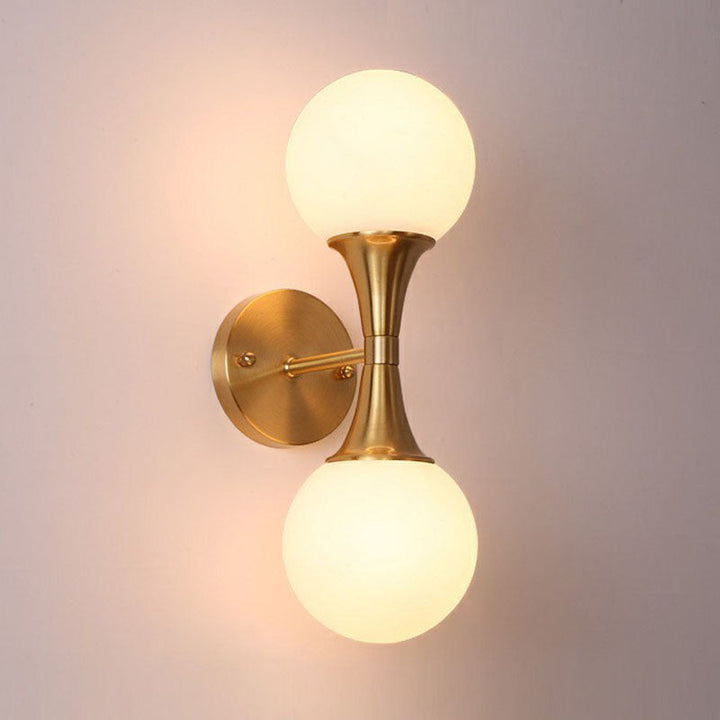 Lisslune | Spherical Wall Lamp Postmodern Milk Glass Living Room Wall Lamp in Gold