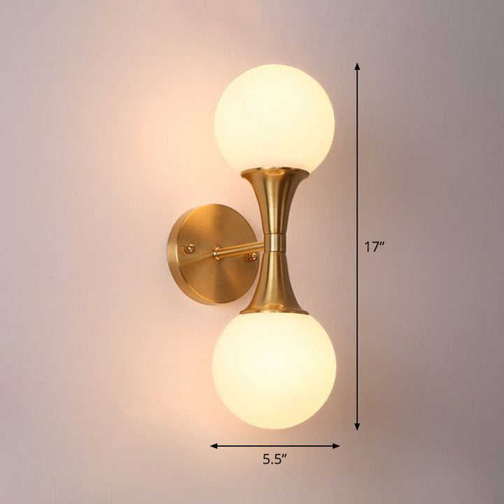 Lisslune | Spherical Wall Lamp Postmodern Milk Glass Living Room Wall Lamp in Gold