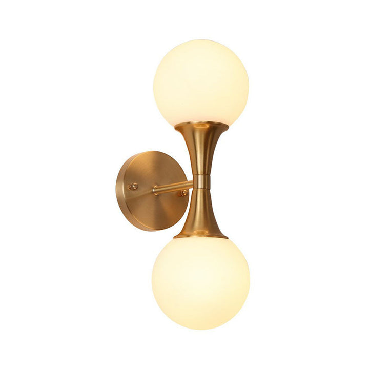 Lisslune | Spherical Wall Lamp Postmodern Milk Glass Living Room Wall Lamp in Gold