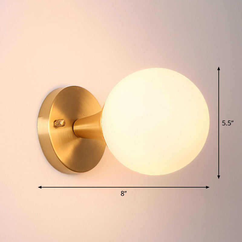 Lisslune | Spherical Wall Lamp Postmodern Milk Glass Living Room Wall Lamp in Gold