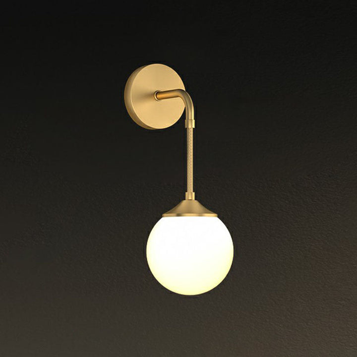 Skørter | Minimalistic Ball LED Wall Light Fixture Cream Glass Dining Room Wall Light in Gold