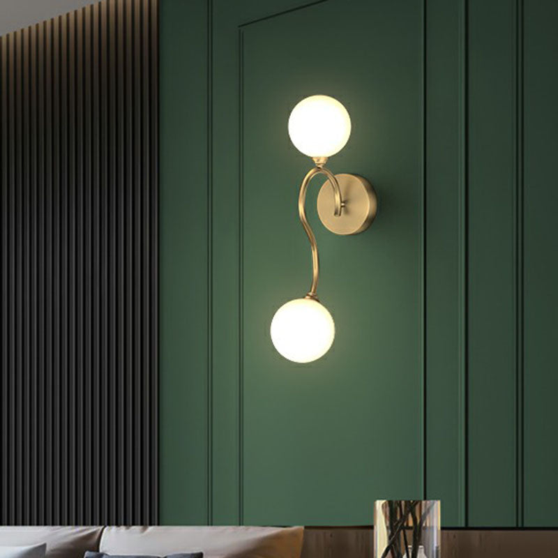 Lisslune | Artistic Wall Lighting Fixture Gold Spherical Wall-Mounted Lamp with Frosted Glass Shade