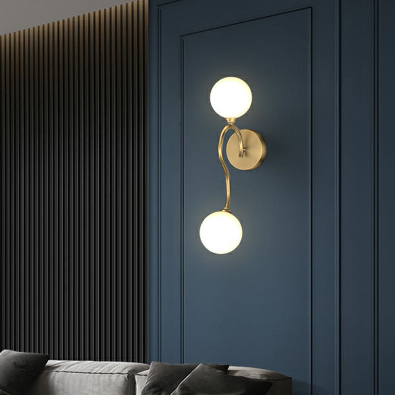 Lisslune | Artistic Wall Lighting Fixture Gold Spherical Wall-Mounted Lamp with Frosted Glass Shade