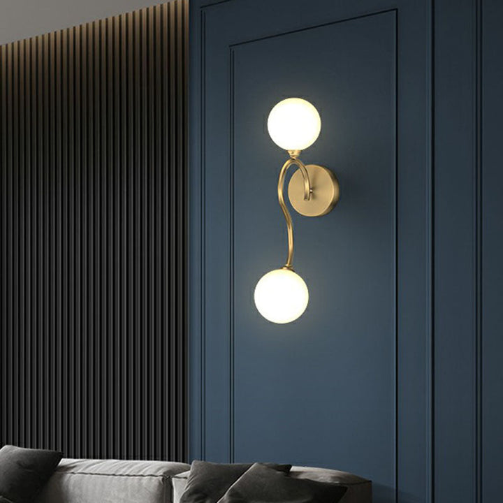 Lisslune | Artistic Wall Lighting Fixture Gold Spherical Wall-Mounted Lamp with Frosted Glass Shade