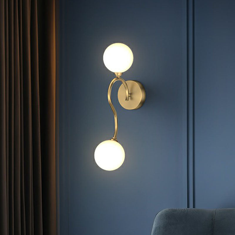 Lisslune | Artistic Wall Lighting Fixture Gold Spherical Wall-Mounted Lamp with Frosted Glass Shade