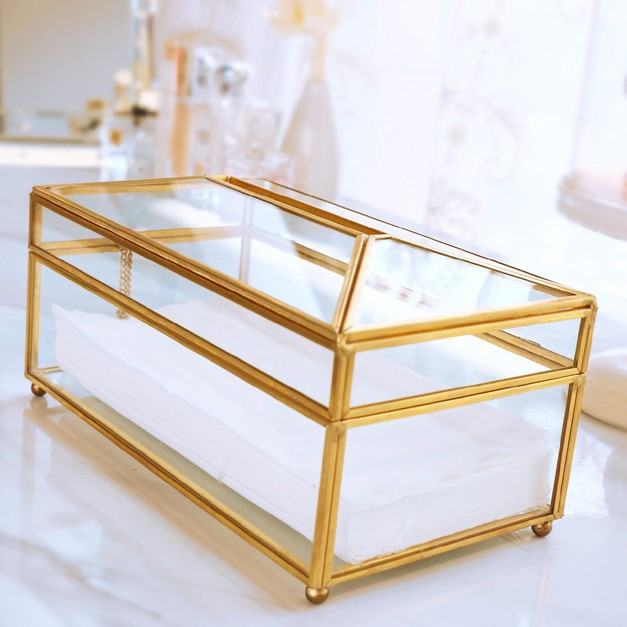 Rynx Elegance Nordic Gold Interior Glass Tissue Box
