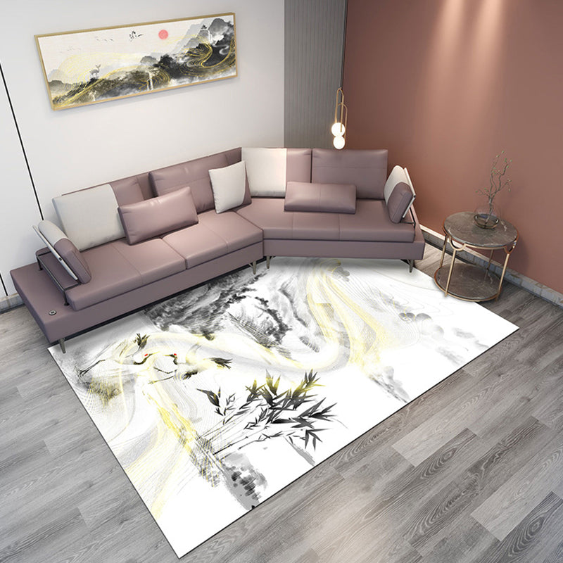 Lisslune | Classic Mountain Landscape Rug Multicolored Chinese Rug Synthetic Stain Resistant Washable Non-Slip Rug for Deco