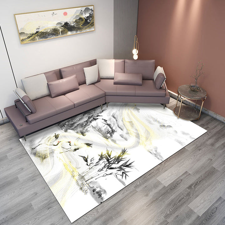 Lisslune | Classic Mountain Landscape Rug Multicolored Chinese Rug Synthetic Stain Resistant Washable Non-Slip Rug for Deco