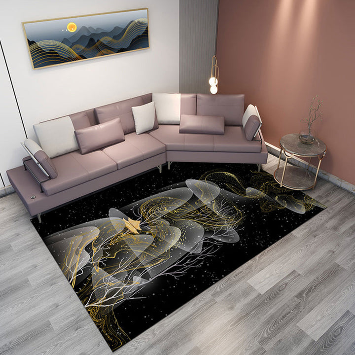 Lisslune | Classic Mountain Landscape Rug Multicolored Chinese Rug Synthetic Stain Resistant Washable Non-Slip Rug for Deco