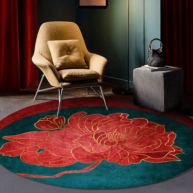 Lisslune | Classy Multi Color Asia Carpet Polyester Botanics Rug Stain Resistant Non-slip Back Machine Washable Carpet for Living Room