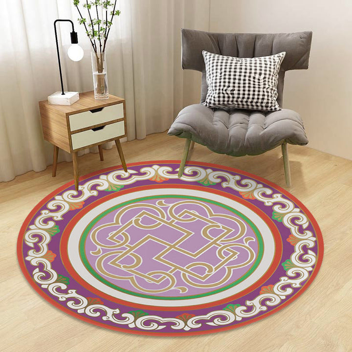 Lisslune | Chinoiserie Floral Rug Multicolor Polypropylene Rug Pet Friendly Non-Slip Back Stain Resistant Rug for the Drawing Room