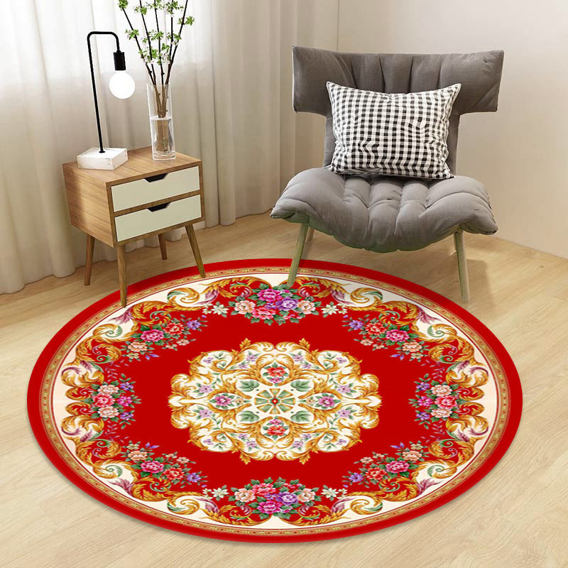 Lisslune | Chinoiserie Floral Rug Multicolor Polypropylene Rug Pet Friendly Non-Slip Back Stain Resistant Rug for the Drawing Room