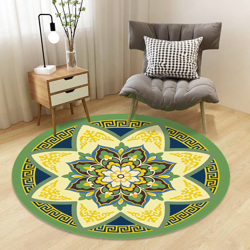 Lisslune | Chinoiserie Floral Rug Multicolor Polypropylene Rug Pet Friendly Non-Slip Back Stain Resistant Rug for the Drawing Room