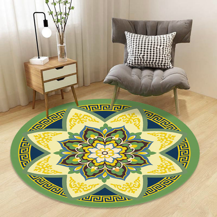 Lisslune | Chinoiserie Floral Rug Multicolor Polypropylene Rug Pet Friendly Non-Slip Back Stain Resistant Rug for the Drawing Room