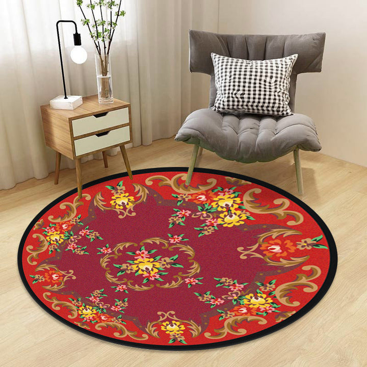 Lisslune | Chinoiserie Floral Rug Multicolor Polypropylene Rug Pet Friendly Non-Slip Back Stain Resistant Rug for the Drawing Room