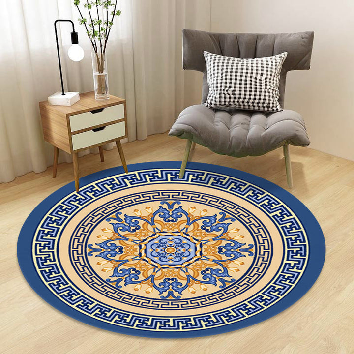 Lisslune | Chinoiserie Floral Rug Multicolor Polypropylene Rug Pet Friendly Non-Slip Back Stain Resistant Rug for the Drawing Room