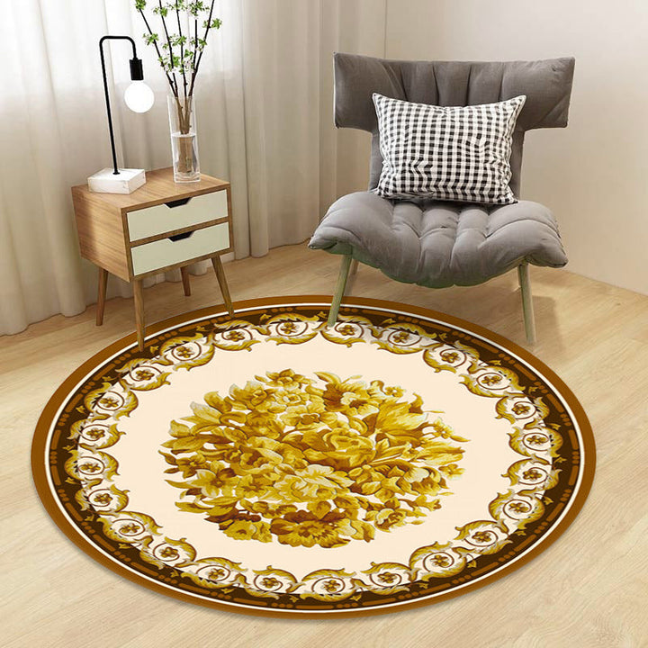 Lisslune | Chinoiserie Floral Rug Multicolor Polypropylene Rug Pet Friendly Non-Slip Back Stain Resistant Rug for the Drawing Room