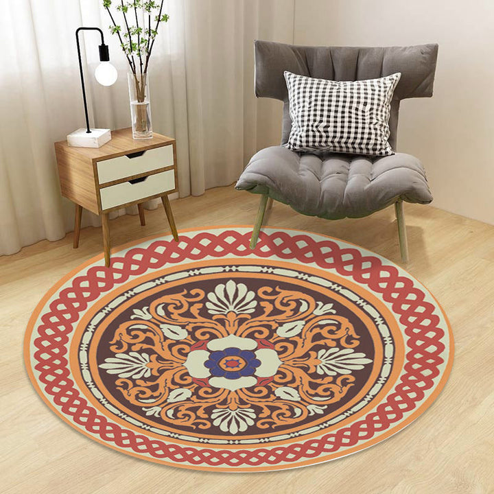 Lisslune | Chinoiserie Floral Rug Multicolor Polypropylene Rug Pet Friendly Non-Slip Back Stain Resistant Rug for the Drawing Room