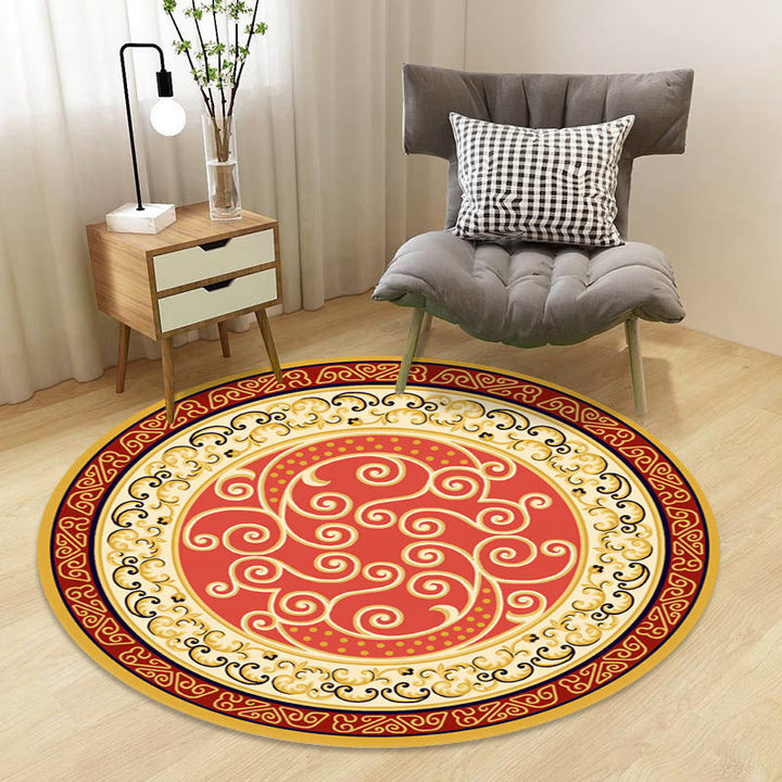 Lisslune | Chinoiserie Floral Rug Multicolor Polypropylene Rug Pet Friendly Non-Slip Back Stain Resistant Rug for the Drawing Room