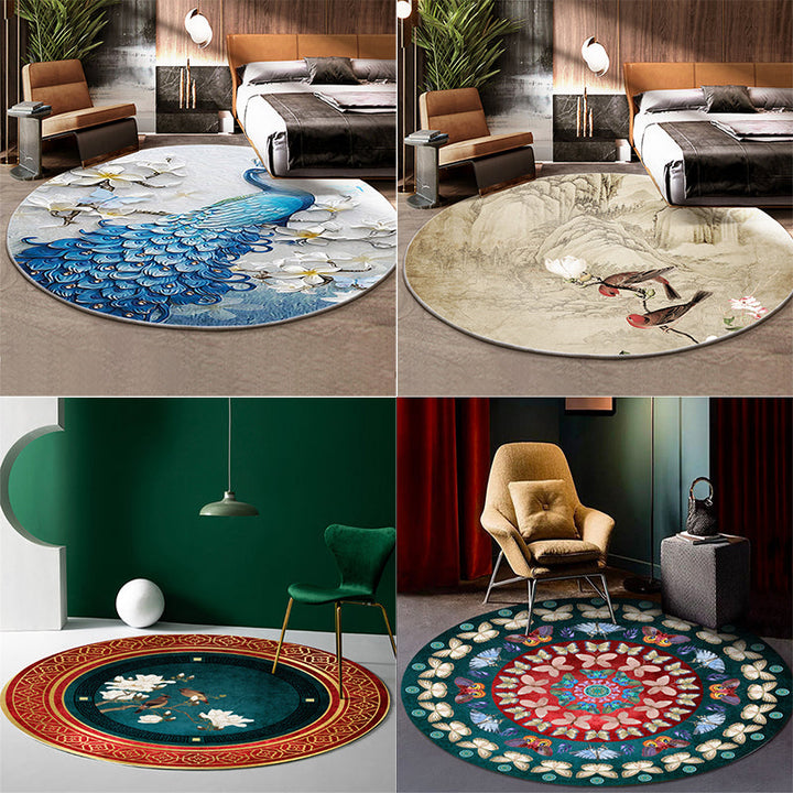 Lisslune | Classic Flower and Bird Carpet Multicolor Chinese Carpet Synthetic Non-Slip Back Stain-Resistant Carpet for Deco