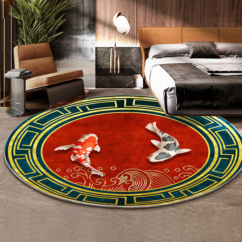Lisslune | Classic Flower and Bird Carpet Multicolor Chinese Carpet Synthetic Non-Slip Back Stain-Resistant Carpet for Deco