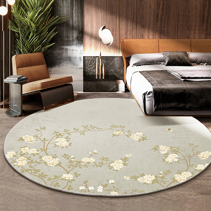 Lisslune | Classic Flower and Bird Carpet Multicolor Chinese Carpet Synthetic Non-Slip Back Stain-Resistant Carpet for Deco