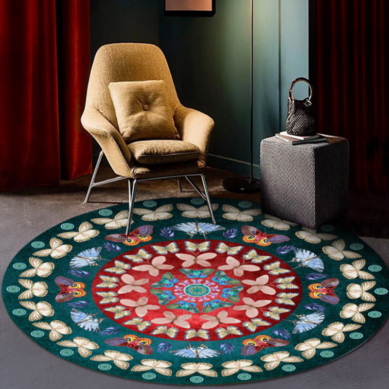 Lisslune | Classic Flower and Bird Carpet Multicolor Chinese Carpet Synthetic Non-Slip Back Stain-Resistant Carpet for Deco