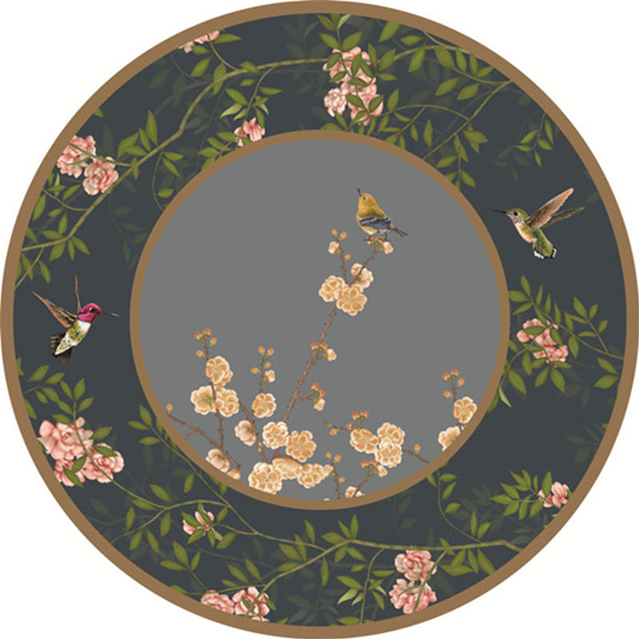 Lisslune | Classic Flower and Bird Carpet Multicolor Chinese Carpet Synthetic Non-Slip Back Stain-Resistant Carpet for Deco