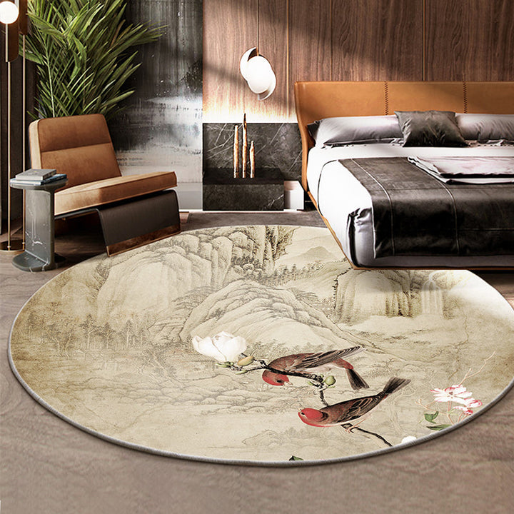 Lisslune | Classic Flower and Bird Carpet Multicolor Chinese Carpet Synthetic Non-Slip Back Stain-Resistant Carpet for Deco