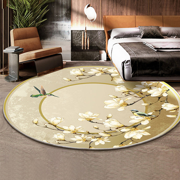 Lisslune | Classic Flower and Bird Carpet Multicolor Chinese Carpet Synthetic Non-Slip Back Stain-Resistant Carpet for Deco
