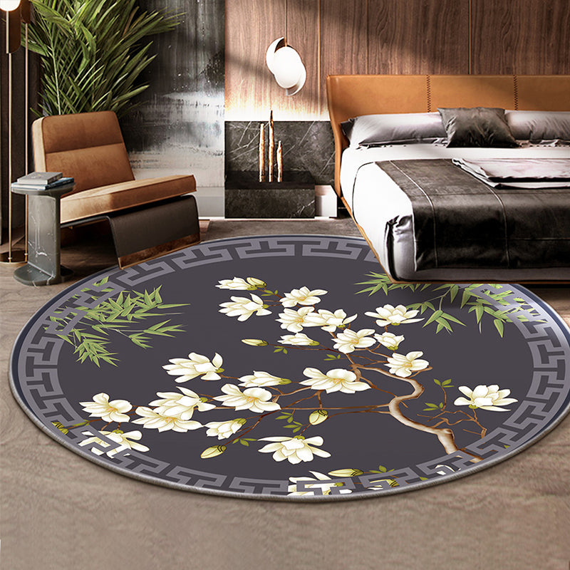 Lisslune | Classic Flower and Bird Carpet Multicolor Chinese Carpet Synthetic Non-Slip Back Stain-Resistant Carpet for Deco