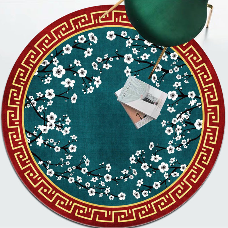 Lisslune | Enchanting Multicolor Floral Print Carpet Polyester Asian Carpet Non-slip Pet-friendly Stain-resistant Carpet for Home