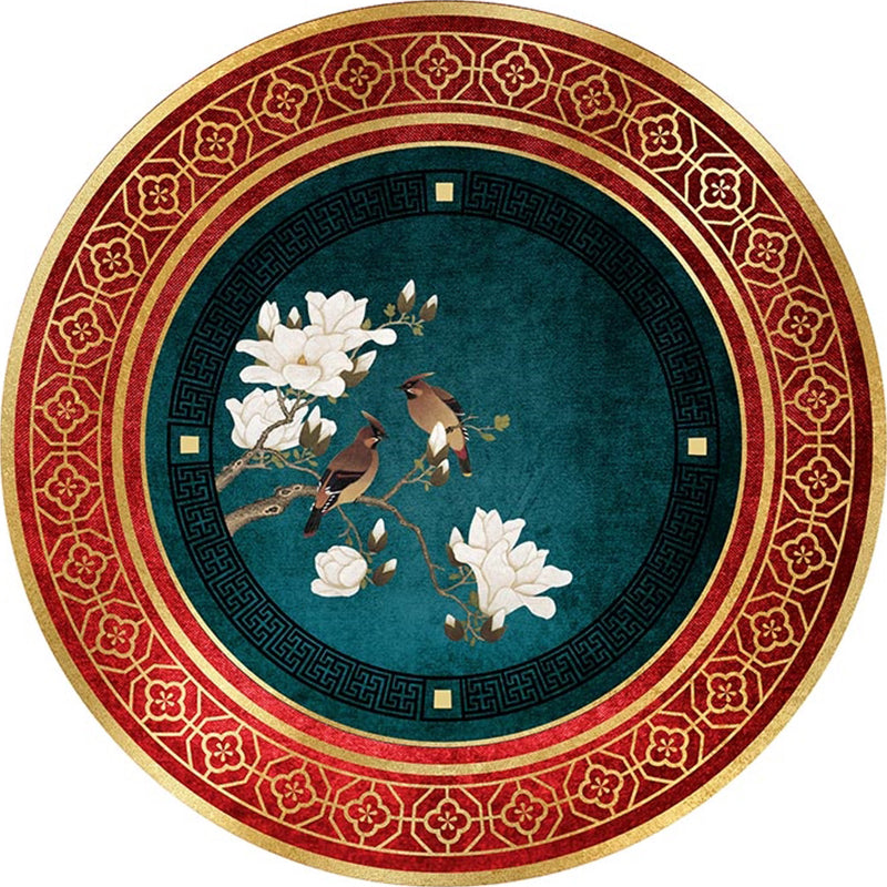 Lisslune | Enchanting Multicolor Floral Print Carpet Polyester Asian Carpet Non-slip Pet-friendly Stain-resistant Carpet for Home