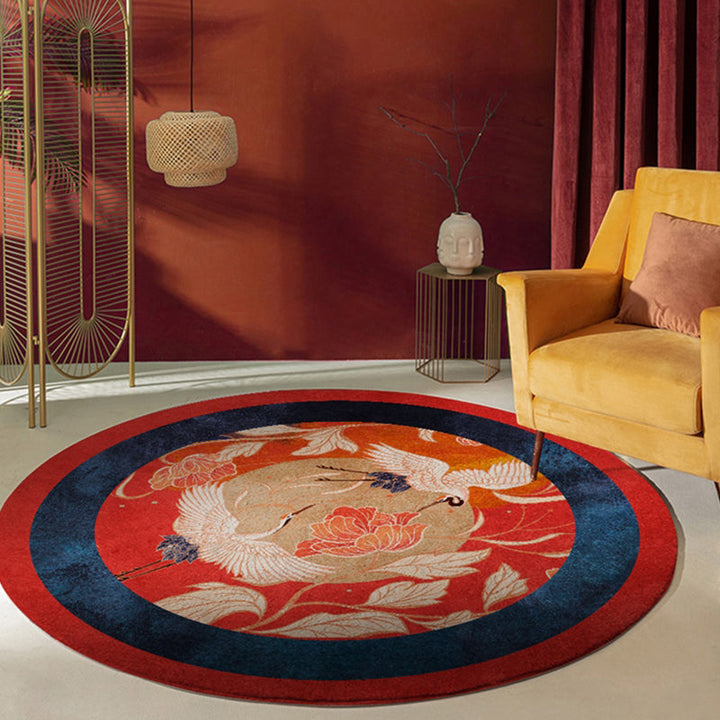 Lisslune | Enchanting Multicolor Floral Print Carpet Polyester Asian Carpet Non-slip Pet-friendly Stain-resistant Carpet for Home