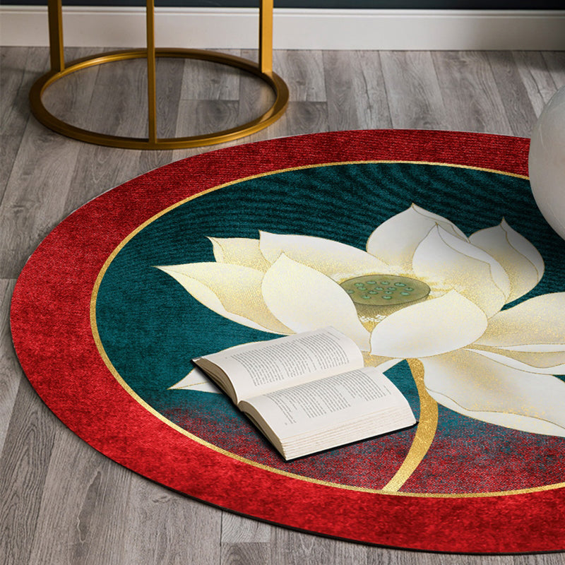 Lisslune | Enchanting Multicolor Floral Print Carpet Polyester Asian Carpet Non-slip Pet-friendly Stain-resistant Carpet for Home