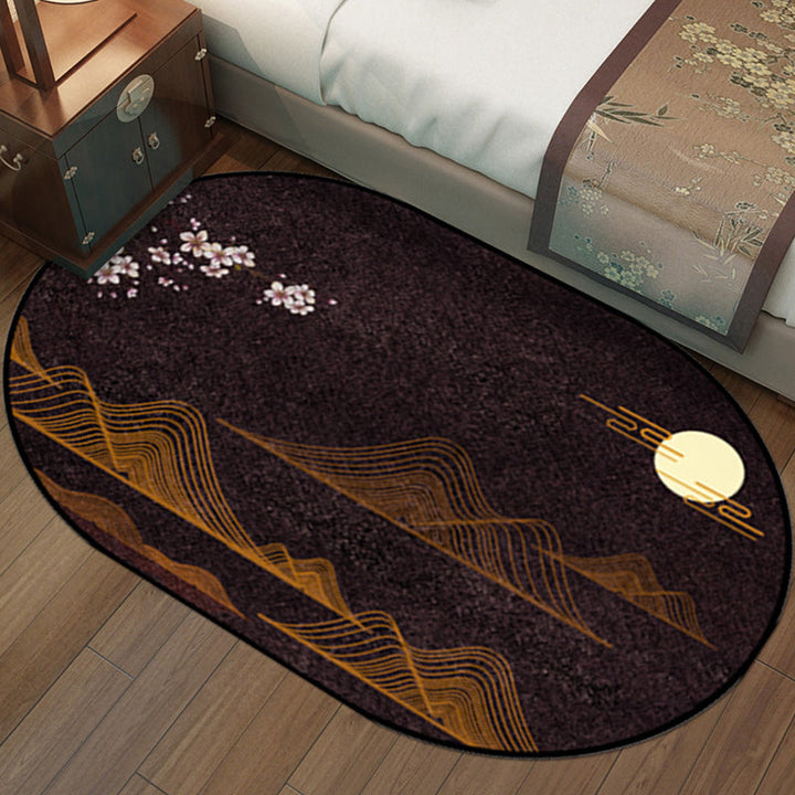 Lisslune | Multi-Color Chinoiserie Area Rug Synthetic Flower and Bird Print Rug Non-Slip Back Pet-Friendly Rug for Bedroom