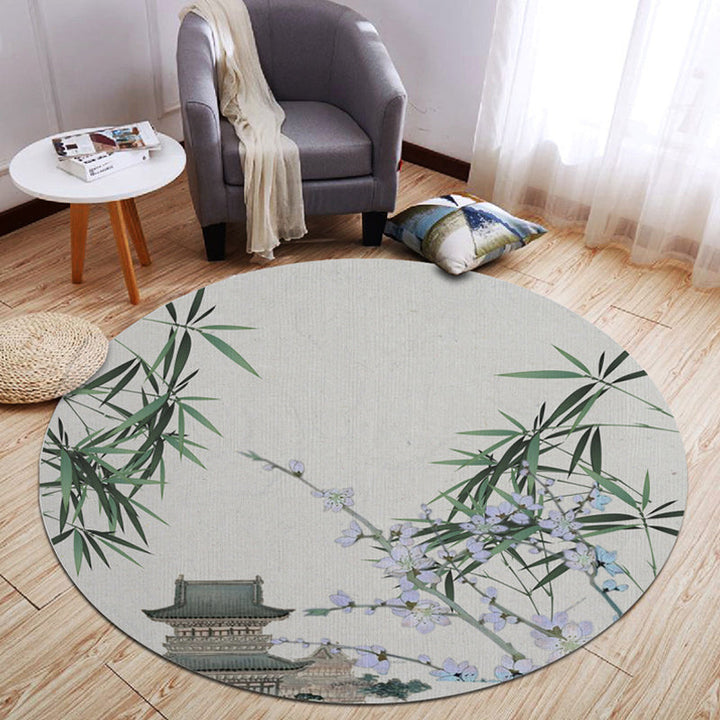 Lisslune | Oriental Living Room Rug Multicolored Plant Painting Rug Polyester Washable Pet Friendly Non-Slip Rug