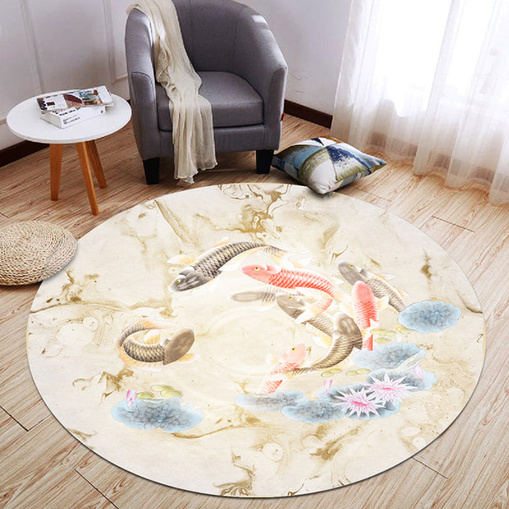 Lisslune | Oriental Living Room Rug Multicolored Plant Painting Rug Polyester Washable Pet Friendly Non-Slip Rug