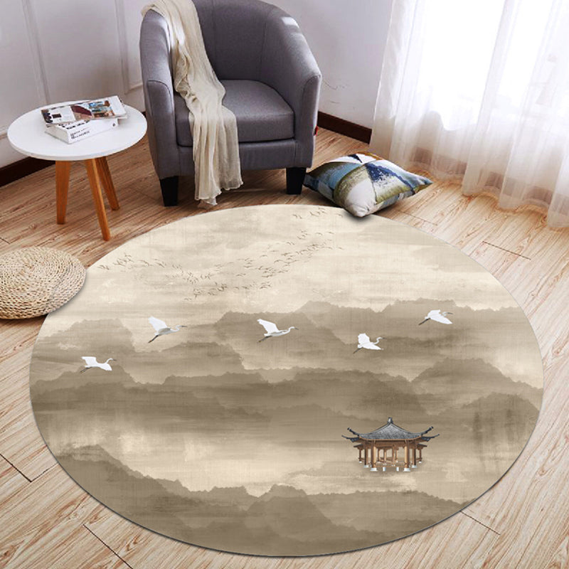 Lisslune | Oriental Living Room Rug Multicolored Plant Painting Rug Polyester Washable Pet Friendly Non-Slip Rug