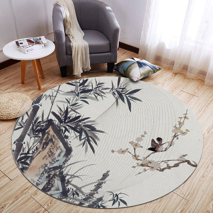 Lisslune | Oriental Living Room Rug Multicolored Plant Painting Rug Polyester Washable Pet Friendly Non-Slip Rug
