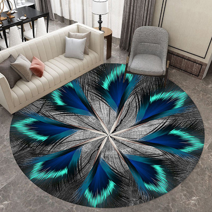 Lisslune | Oriental Living Room Rug Multicolored Plant Painting Rug Polyester Washable Pet Friendly Non-Slip Rug