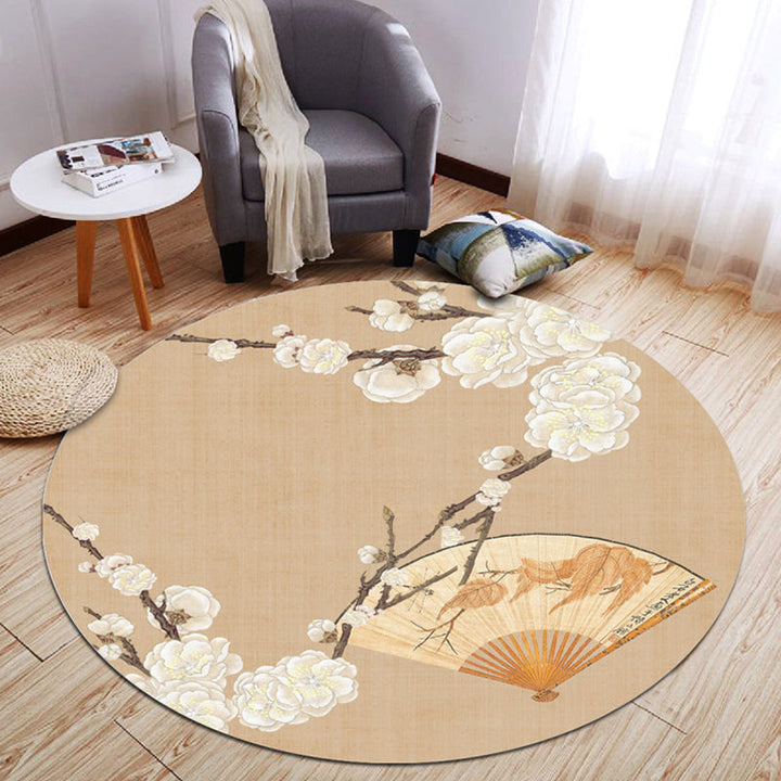 Lisslune | Oriental Living Room Rug Multicolored Plant Painting Rug Polyester Washable Pet Friendly Non-Slip Rug