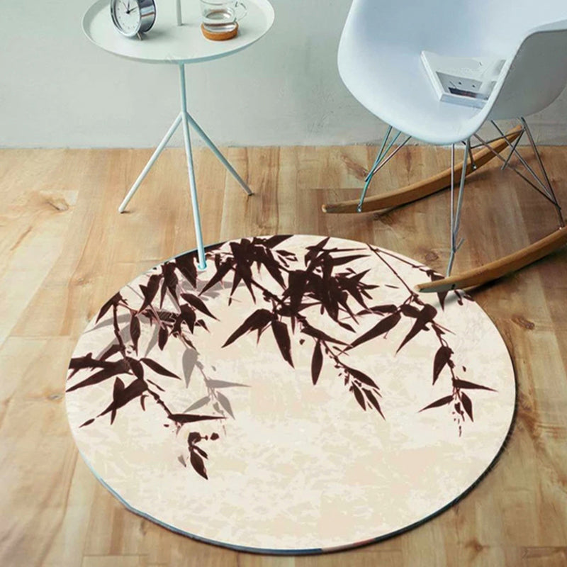 Lisslune | Oriental Living Room Rug Multicolored Plant Painting Rug Polyester Washable Pet Friendly Non-Slip Rug