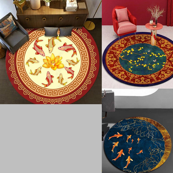 Lisslune | Chinese Landscape Print Rug Multicolor Polypropylene Rug Anti-Skid Back Stain Resistant Pet Friendly Rug for the Living Room