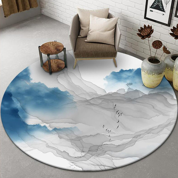 Lisslune | Chinese Landscape Print Rug Multicolor Polypropylene Rug Anti-Skid Back Stain Resistant Pet Friendly Rug for the Living Room
