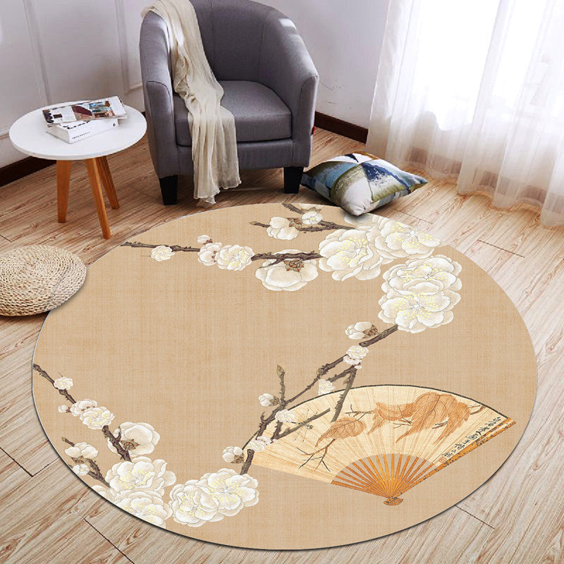 Lisslune | Chinese Landscape Print Rug Multicolor Polypropylene Rug Anti-Skid Back Stain Resistant Pet Friendly Rug for the Living Room