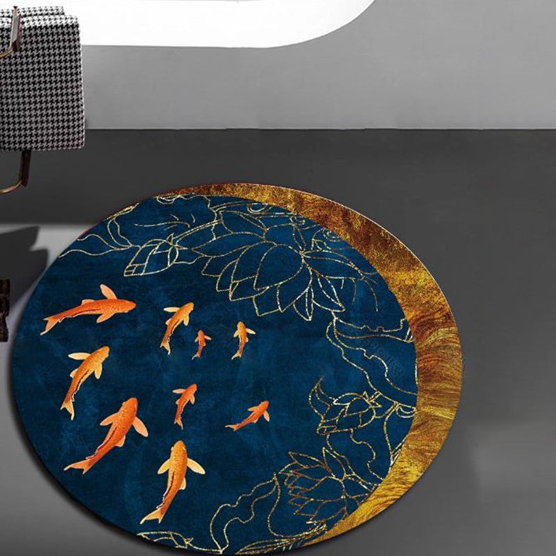 Lisslune | Chinese Landscape Print Rug Multicolor Polypropylene Rug Anti-Skid Back Stain Resistant Pet Friendly Rug for the Living Room