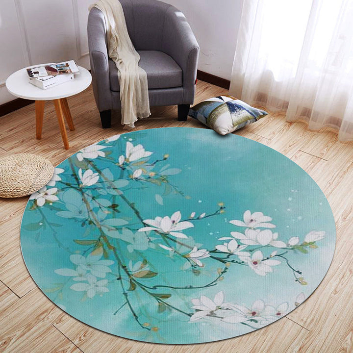 Lisslune | Chinese Landscape Print Rug Multicolor Polypropylene Rug Anti-Skid Back Stain Resistant Pet Friendly Rug for the Living Room
